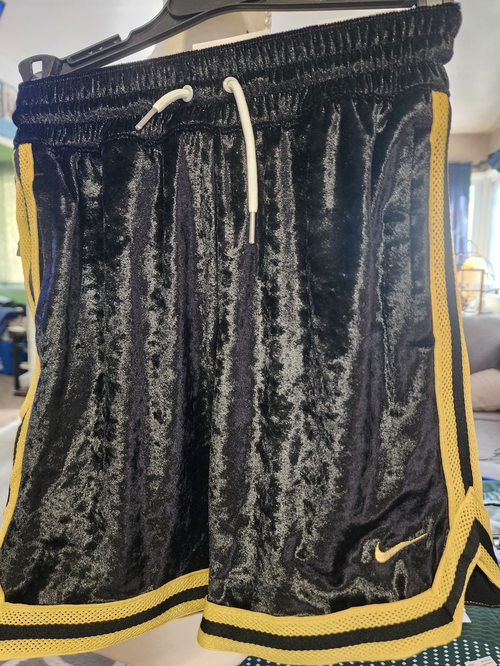 Nike Black Velour Shorts with Gold Trim for Kids Sz XSM NWT